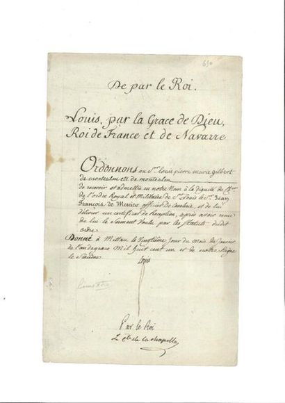 null Billlet autographe signé, Louis XVIII roi de France, Billet pour la nomination...