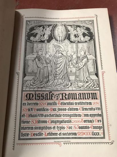 null Missale romanum
Belle reliure en maroquin, frappée d'un croix
1880 chez Desclé,...
