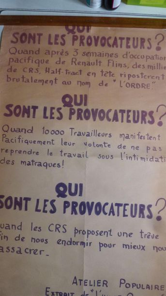 null [MAI 68 AFFICHE] Qui sont les provocateurs ? (Renault) Cachet ENSA Paris 
100...