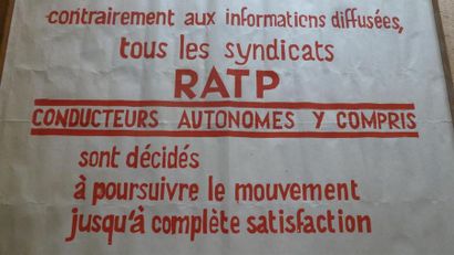 null [MAI 68 AFFICHE] Unité des syndicats RATP (rouge) Cachet École Nationale des...