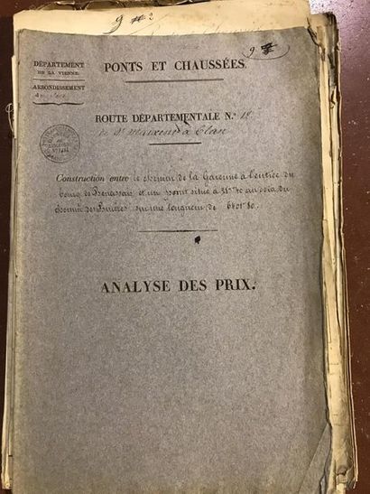 null Ponts et Chaussées mi XIXè : Ensemble de documents imprimés et manuscrits, en...
