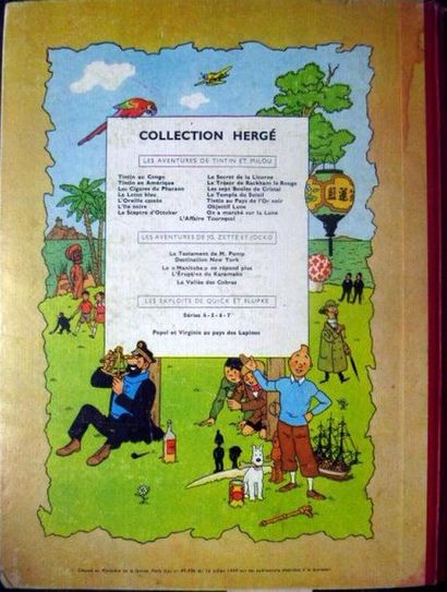 null HERGE  TINTIN EN AMERIQUE 
Casterman vers 1950 / 1960
Cartonnage éditeur illustré 
Très...