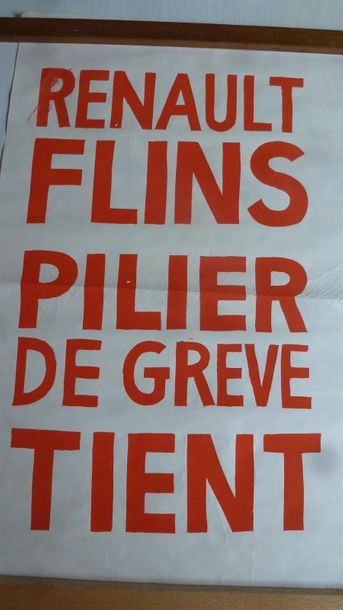 null [MAI 68 AFFICHE] RENAULT Flins pilier de grève Cachet ENSA Paris Dimension 85...