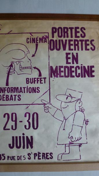 null [MAI 68 AFFICHE] Portes ouvertes en médecine 29 - 30 juin 68 
80 x 60 cm