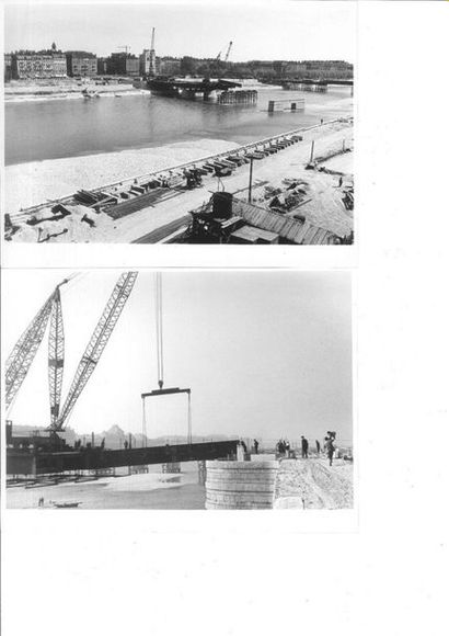 null Dossier de photographies sur la construction du pont de la Guillotière à Lyon...