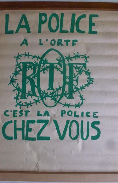 null [MAI 68 AFFICHE] La police à l'ORTF (vert) 
75 x 55 cm