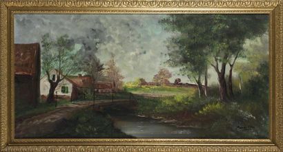 null Forestier paysage
huile sur toile, signée en bas à droite
49 x 98 cm