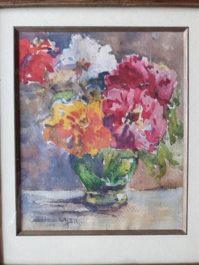 null Marthe CHAMBARD-VILLON (1899-1992)
Bouquet de fleurs
Aquarelle, signée en bas...