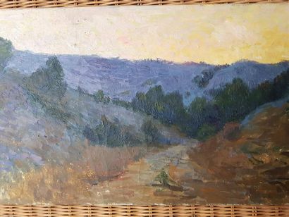 null Henri GERARD (1865-1925)
Paysage
Huile sur toile, cachet d'atelier au dos, tampon...