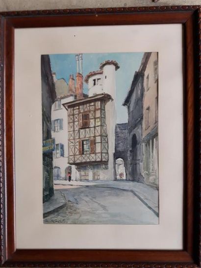 null Van CASTELLER
Maison à colombages à VIENNE",
Aquarelle sur papier
18 x 27 cm,...