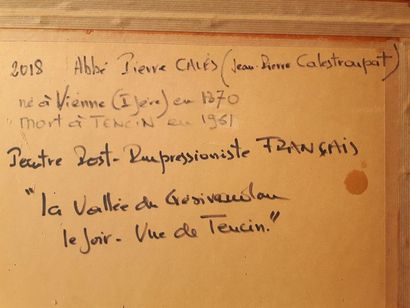 null L'abbé CALES (1870 - 1961)
La Chantourne en hiver, 1950, 
huile sur papier,
signée.
format...