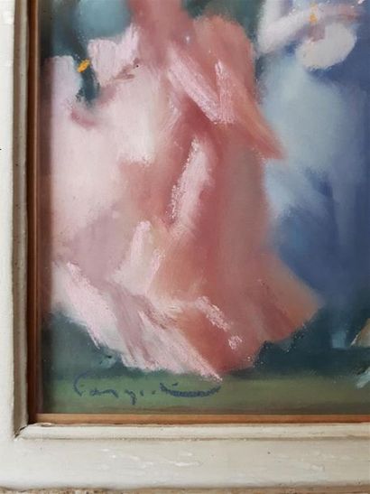 null Ferdinand FARGEOT (1888 Lyon-1957Vienne) 
La danse 
Huile et pastel sur papier,
signée...