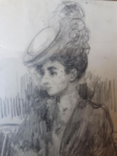 null Attribué à Hippolyte LETY
Femme au chapeau
dessin sous verre, bien encadré,
23...