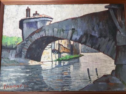 null Henri SAURAT
Le pont de la GERE
Huile sur toile
signée en bas à gauche 
70 x...