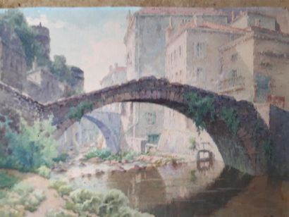 null Antoine BARBIER (1859 -1948)
Le pont d'Annonay
Aquarelle sur papier,
signée,...
