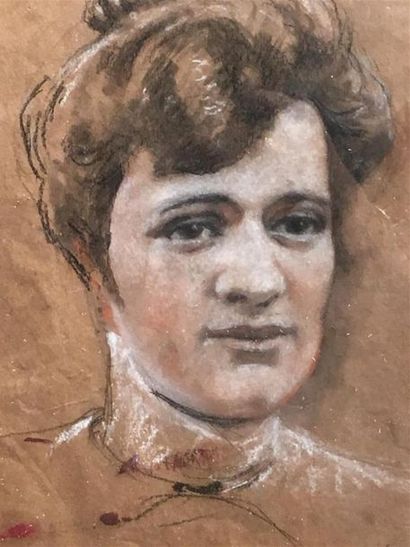 null Hippolyte LETY (1878 - 1959)
portrait de femme 
dessin sur papier et visage...