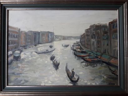 null Evelyne CHEVALIER (Lyon 1946.)
Le Grand Canal à Venise
Huile sur toile,
signée...