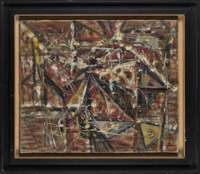 null André FIOL (1915-1999)
Composition au triangle
Huile sur toile
Signée en haut...