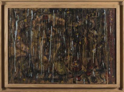 null André FIOL (1915-1999)
Composition noir et turquoise
Huile sur toile
contresignée...