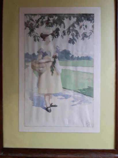 null Hippolyte LETY (1878 - 1959)
Jeune fille, cueillette des cerises
Aquarelle sur...