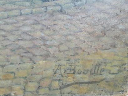null A BOUILLE
"L'Aumône", 
huile sur toile 
signée,non encadrée, 
64 x 92 cm