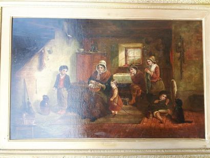 null E NICOT 
Intérieur paysans
Huile sur toile
signée E.NICOT daté 1847 
60,5 x...