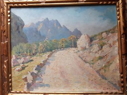null Adrien OUVRIER (1890-1947)
Route de la Bavella en Corse
Huile sur contreplaqué,...