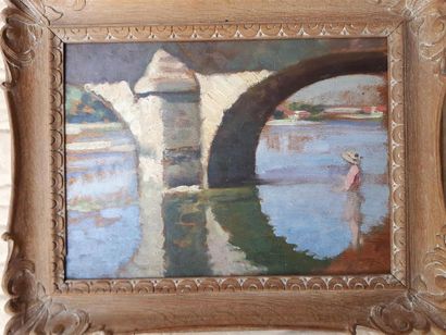 null Hippolyte LETY (1878 - 1959)
Le pont de la demi avec femme au chapeau,
huile...