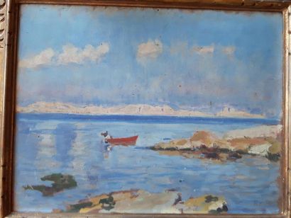 null Hippolyte LETY (1878 - 1959)
Les îles au large de Marseille, 
Huile sur panneau,...