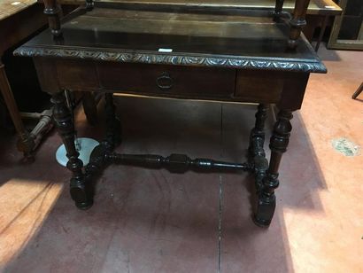 null Table à écrire un tiroir pieds tournés style Louis XIII
