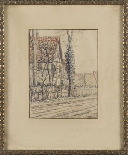 null Deux aquarelles
 vues d'Alsace et vue de Reims, 
signée et datée
32 x 23 cm
