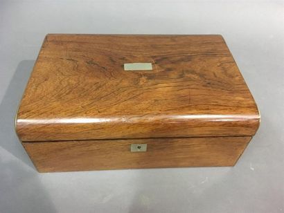 null Coffret écritoire de voyage en noyer intérieur en bois clair (bouleau ?)complet...