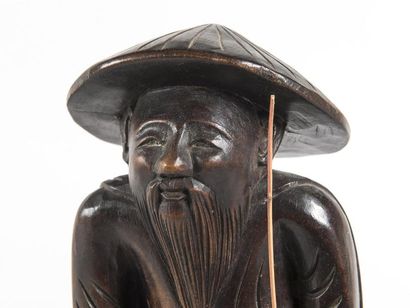 null INDOCHINE Sujet en bois sculpté le pêcheur
H: 38 cm