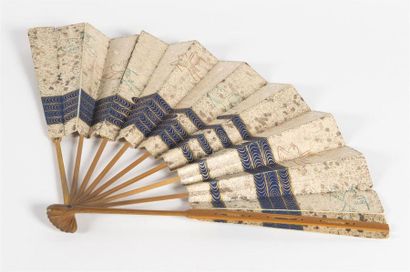 null JAPON Eventail de théâtre Meiji
Bambou peint avec son étui en soie
L: 33.5c...