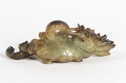 null Chine sculpture en jadeite dragon et tortue
L : 23cm