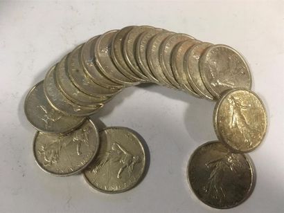 null Lot de pièces de 5 francs semeuse en argent, 1960, 1961, 1962, 1964, 1966
total...