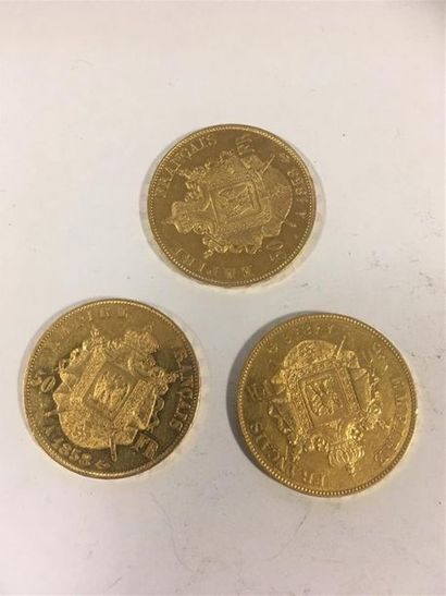 null Trois pièces de 50 francs or Napoléon III