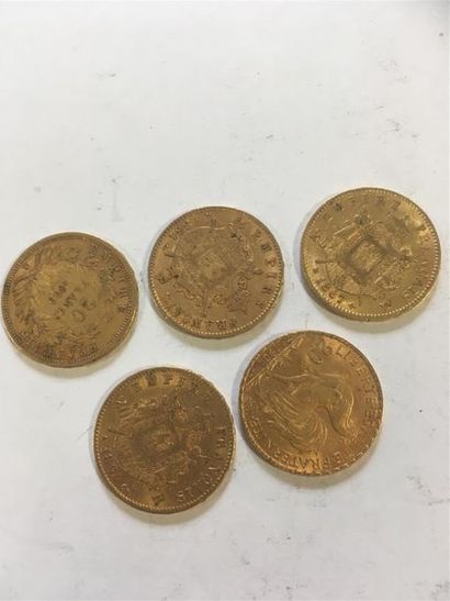 null Quatre pièces de 20 francs or 1867, 1904, 1894, 1859
(une pièce de moins que...