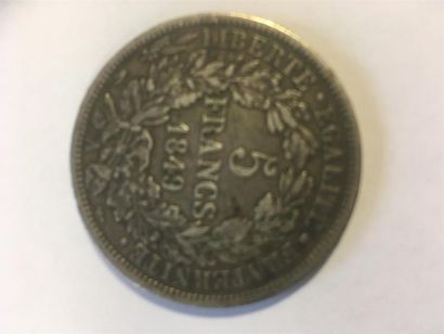 null Pièce de 5 francs 1849, Paris, tranche en relief :Dieu protège la France 