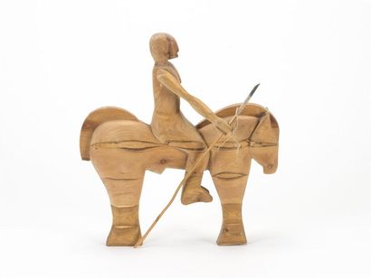 null Jean Pierre HELLE (1944 Genève-2015) 
Un cavalier sur son cheval
bois 
H cheval...