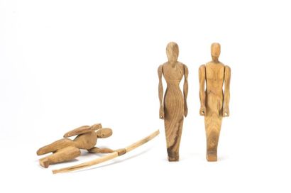 null Jean Pierre HELLE (1944 Genève-2015) 
Trois sculptures antropomorphes comprenant...