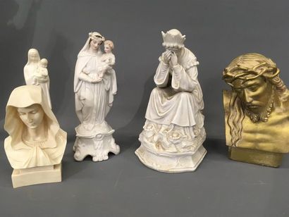 null Lot de sculptures religieuses dont ND de la Salette
H : 31 cm