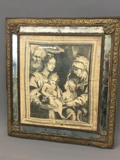 null Vierge à l'enfant avec St Jean Baptiste
Cadre en laiton repoussé et miroir
cadre...