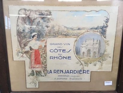 null Gravure en couleur 
Grand vin Cotes du Rhone
44 x 54 cm