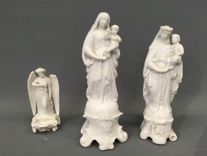 null Deux Vierge à l'enfant en porcelaine joint ange
H: 26 cm