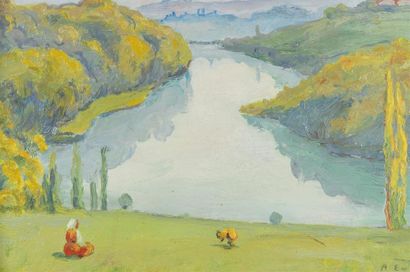 null André EUGLER (1893-1982)
Paysage de Vernier (Canton de Genève)
Huile sur carton...