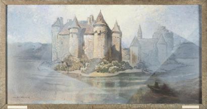 null Luc BARBIER (1903 - 1989)
Chateau du Val en Auvergne
Gouache sur carton, titré...