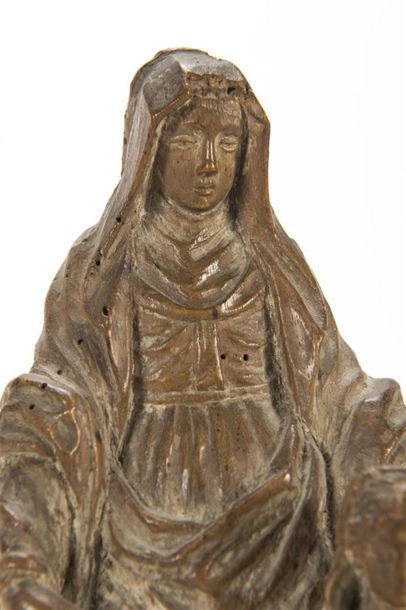 null L'éducation de la Vierge 
Sujet en bois sculpté travail méridional 18ème siècle
H :...
