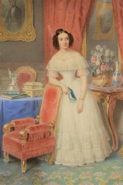 null Frédéric MILLET (1786 - 1859)
Jeune fille dans son salon
Aquarelle
24 x 32.5...