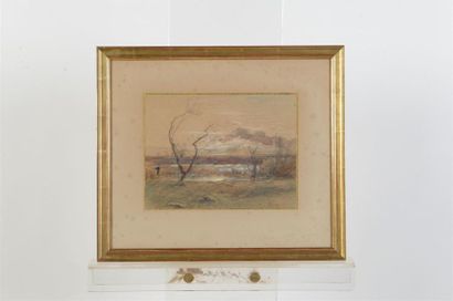 null François-Auguste RAVIER (1814 - 1895)
Paysage 
Aquarelle signée en bas à droite
23...